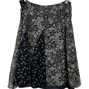 IDEOLOGY Vintage Womens 100% Silk Black Y2K Skirt Floral Whimsy Goth 90's Size 6